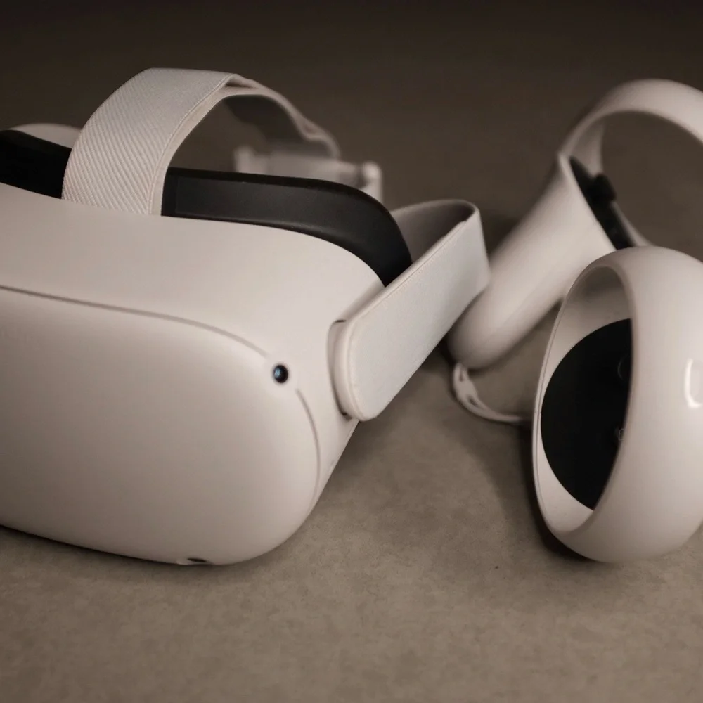 White VR Headset and Controllers